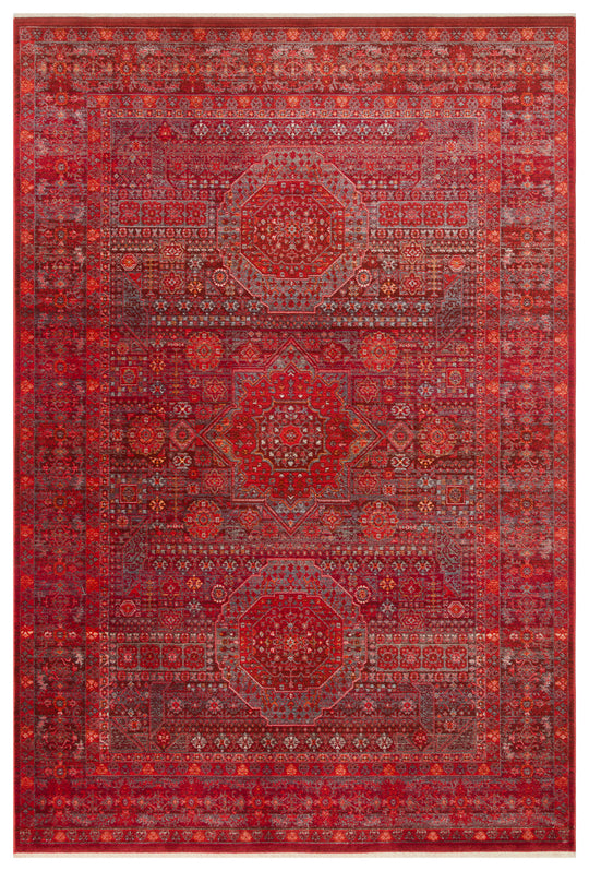 Caretta 20 Red Yumuşak Doku Vintage Eskitme Desenli Sıcak Renk Tonlarına Sahip Salon Halısı