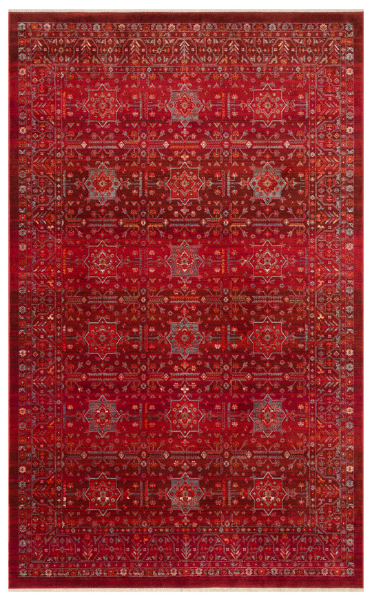 Caretta 21 Red Yumuşak Doku Vintage Eskitme Desenli Sıcak Renk Tonlarına Sahip Salon Halısı