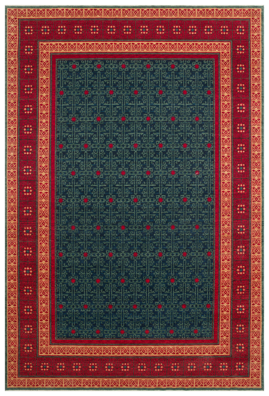 Rustik 13 Navy Red Doğal Yün ile Özel Tezgahlarda El Dokuma Teknikleri ile Üretilen Salon Halısı