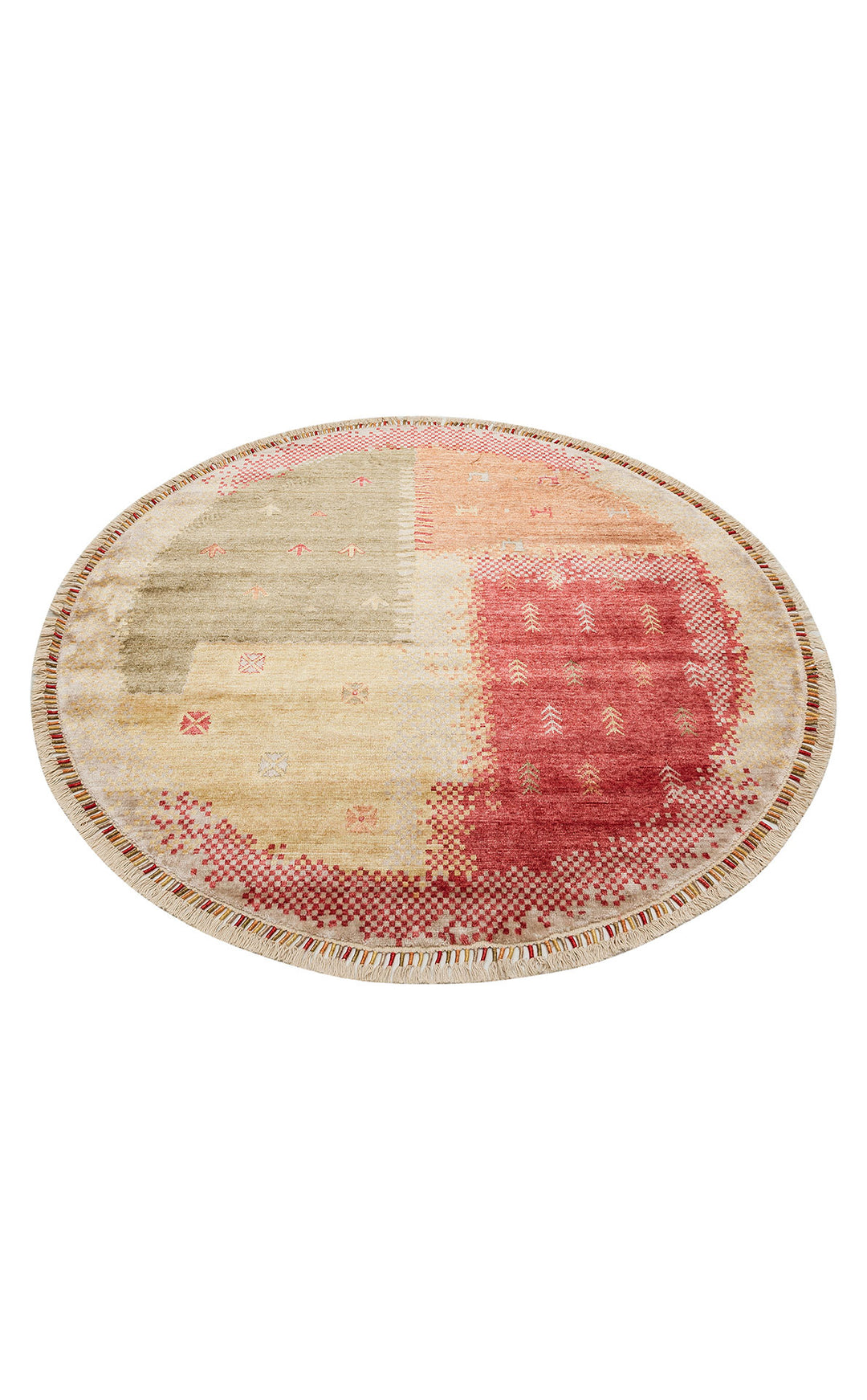 Milas 07 Beige Autumn Uşaklı Kadınların Yoğun El Emeği ile Dokuduğu %100 Doğal Bambu Tezgah Halısı
