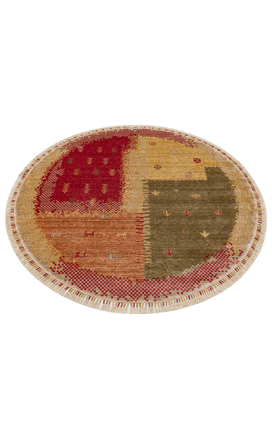 Milas 07 Beige Autumn Uşaklı Kadınların Yoğun El Emeği ile Dokuduğu %100 Doğal Bambu Tezgah Halısı