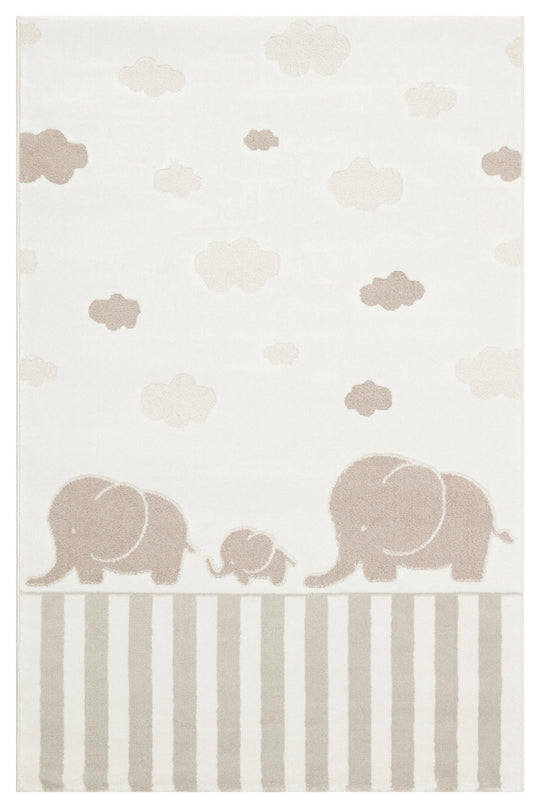 MiniZoo 03 Cream Beige Pastel Renklere Sahip Hayvan Figürlü Bebek ve Çocuk Odası Halısı