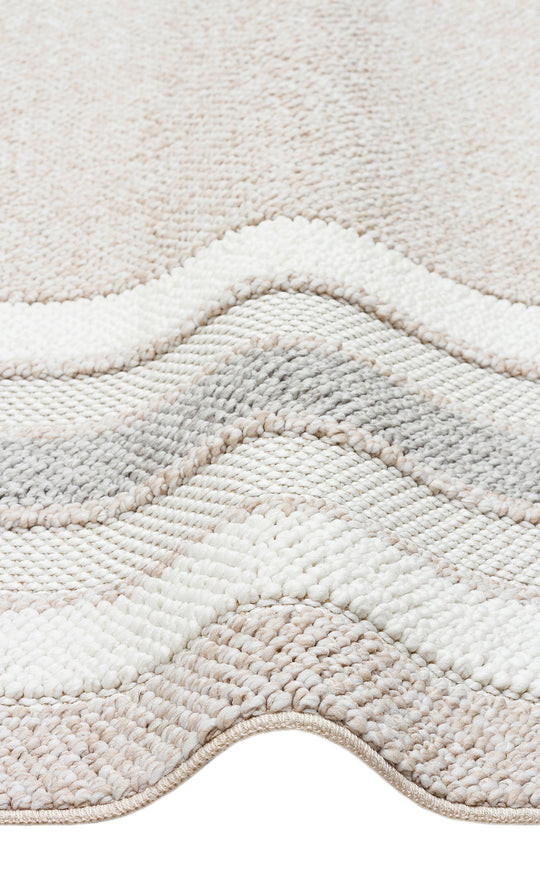 Ohrid 04 Beige Grey Bukle Dokuma Yapısında Hav Toz Vermeyen Yumuşak Koridor, Salon, Mutfak Halısı