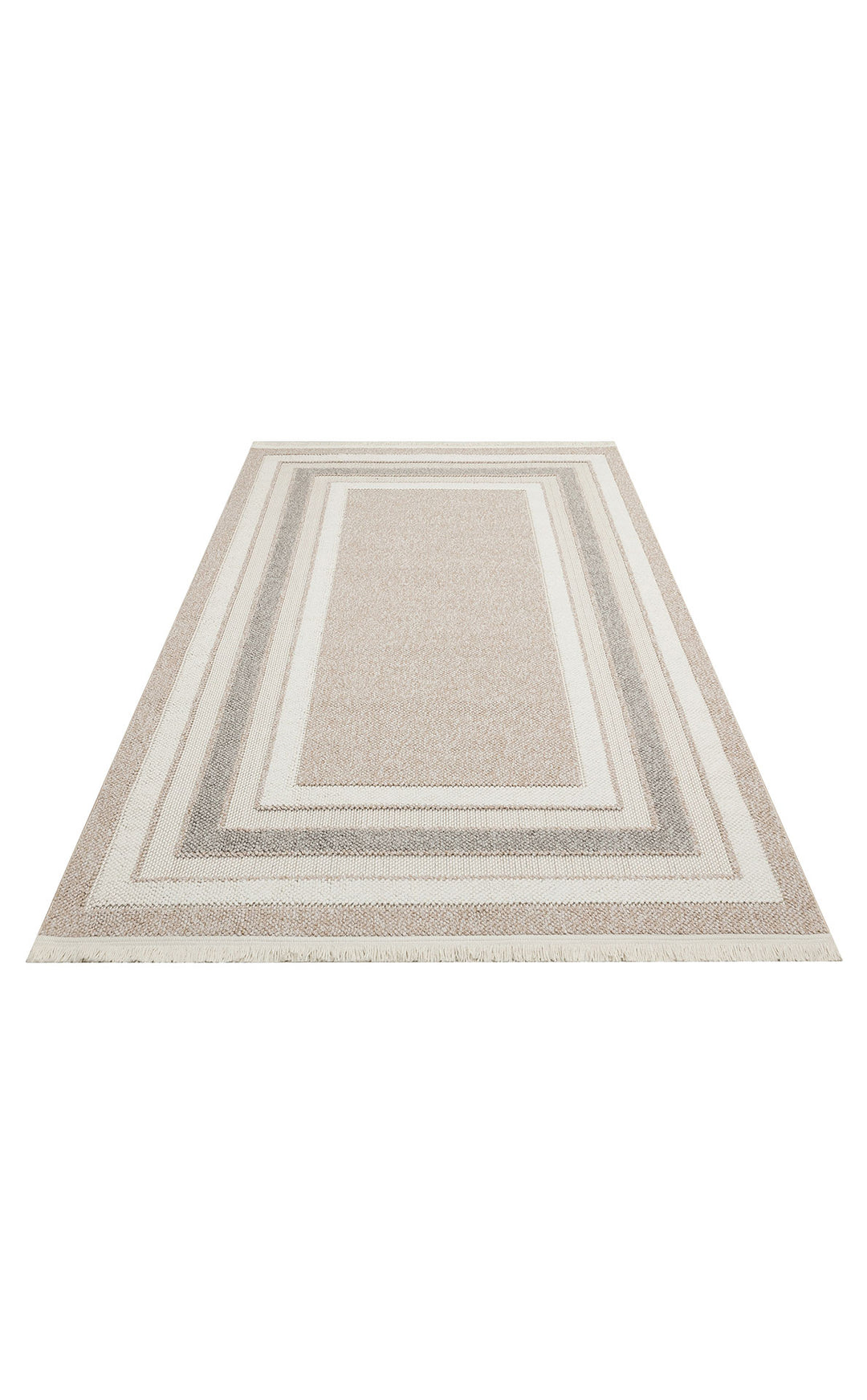 Ohrid 04 Beige Grey Bukle Dokuma Yapısında Hav Toz Vermeyen Yumuşak Koridor, Salon, Mutfak Halısı