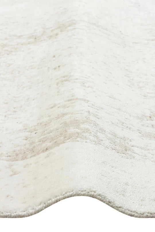 Grace Whıte Beıge, Kendinden Desenli Yün, Viskon ve Pamuk Karışımlı Desenli Zarif Salon Halısı