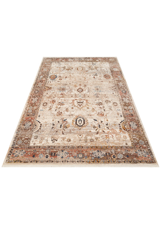 Caretta 22 Cream Brown Yumuşak Dokulu Vintage Eskitme Desenli Sıcak Renk Tonlarına Sahip Salon Halısı