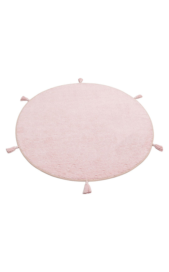 Candy Baby Plain Q Powder %100 Pamuk Naturel Malzeme ile Üretilmiş Kaymaz Bebek Yuvarlak Çocuk Halısı