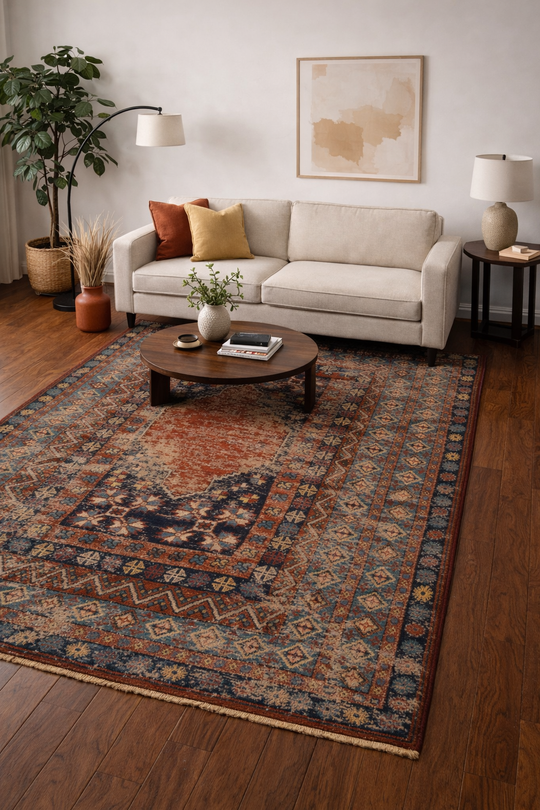 Avanos Kilim 04 Multy Anadolu'nun Antik Desenlerinden esinlenilen Yıkanabilir Kaymaz Tabanlı Kilim