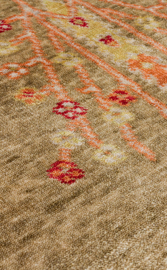 Milas 08 Green Autumn Uşaklı Kadınların Yoğun El Emeği ile Dokuduğu %100 Doğal Bambu Tezgah Halısı