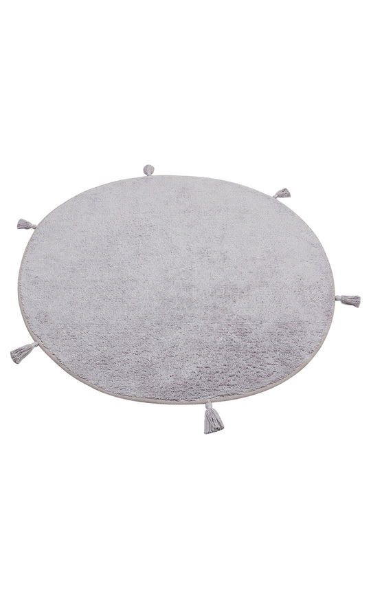 Candy Baby Plain Q Grey %100 Pamuk Naturel Malzeme ile Üretilmiş Kaymaz Bebek Yuvarlak Çocuk Halısı