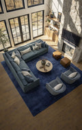 Porto Midnight Blue, %100 viskon kullanılarak üretilmiş, Modern Tasarımlı Sade ve Şık Salon Halısı