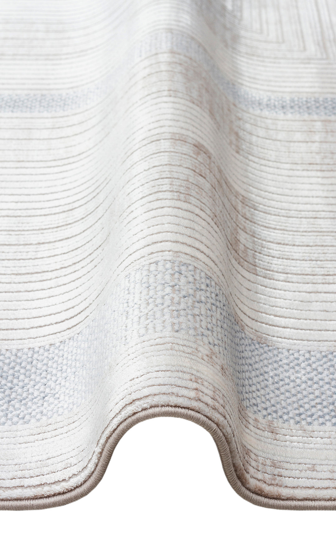 Kotor 13 Cream Blue Sık Dokuma Bambu ile Üretilen Modern ve Sade Salon, Oturma Odası Halısı