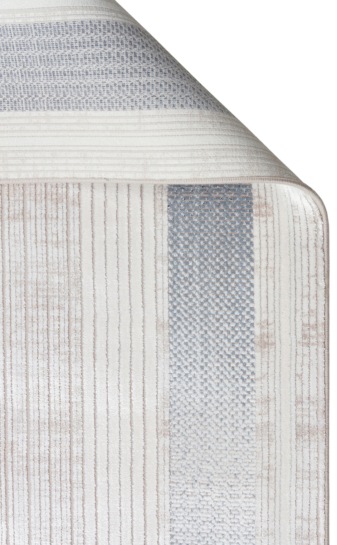 Kotor 13 Cream Blue Sık Dokuma Bambu ile Üretilen Modern ve Sade Salon, Oturma Odası Halısı