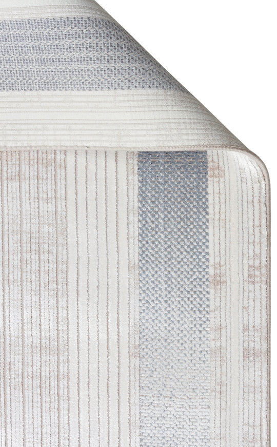 Kotor 13 Cream Blue Sık Dokuma Bambu ile Üretilen Modern ve Sade Salon, Oturma Odası Halısı