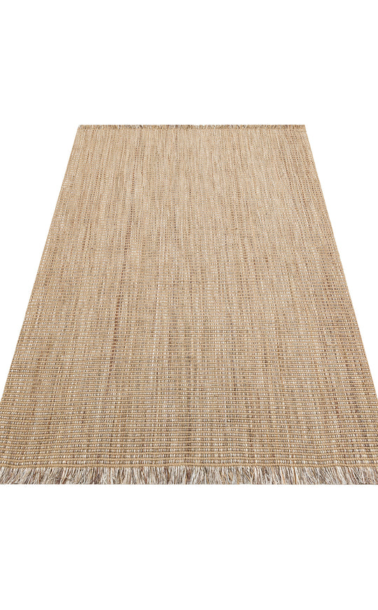 Maçka 01 Beige Jüt Görünümlü Hasır Dokusu Ve Kaydırmaz Tabanıyla Dış Mekana Uygun Şık Bohem Halı
