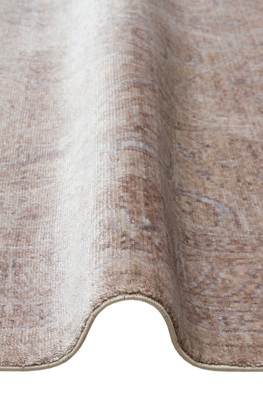 Pera 03 Beige Uşaklı Kadınların Yoğun El Emeği ile Dokunan Soyut Desenli, Salon Halısı