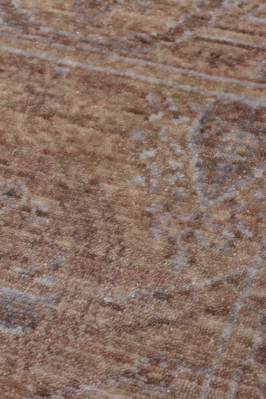 Pera 03 Beige Uşaklı Kadınların Yoğun El Emeği ile Dokunan Soyut Desenli, Salon Halısı