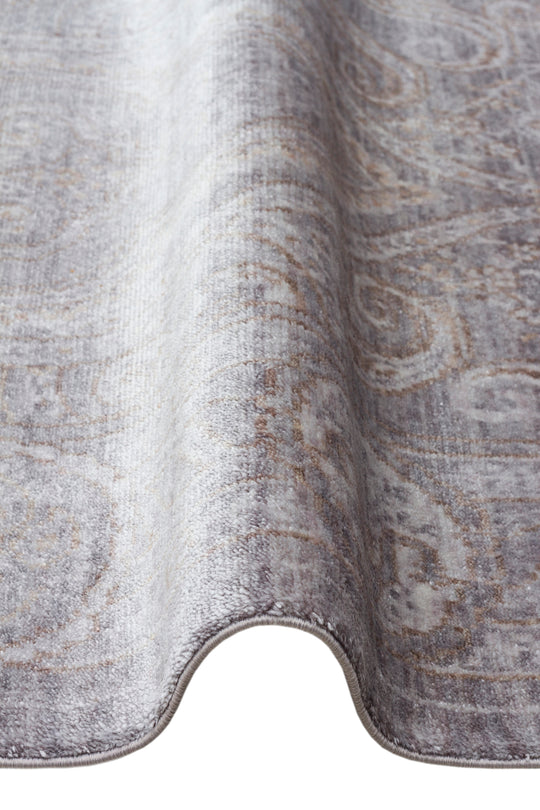 Pera 03 D.Grey Bronze Uşaklı Kadınların Yoğun El Emeği ile Dokunan Soyut Desenli, Salon Halısı