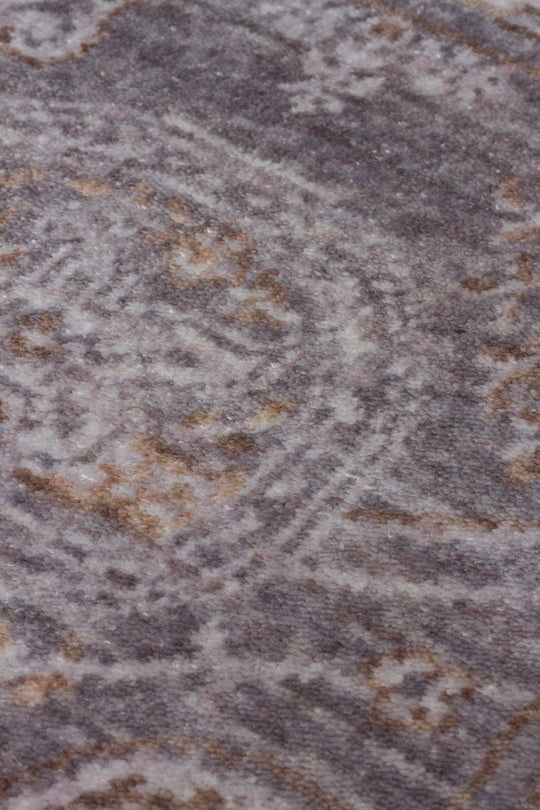 Pera 03 D.Grey Bronze Uşaklı Kadınların Yoğun El Emeği ile Dokunan Soyut Desenli, Salon Halısı