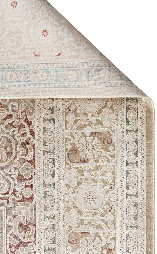Andora 02 Beıge Yumuşak Dokulu Vintage Esintilere Sahip Over-dyed Sık Dokuma Bambu Salon Halısı