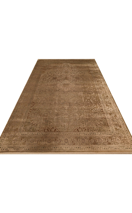 Andora 02 Bronze Yumuşak Dokulu Vintage Esintilere Sahip Over-dyed Sık Dokuma Bambu Salon Halısı
