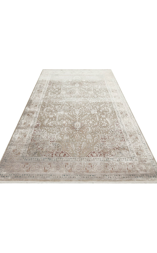 Andora 02 Grey Yumuşak Dokulu Vintage Esintilere Sahip Over-dyed Sık Dokuma Bambu Salon Halısı