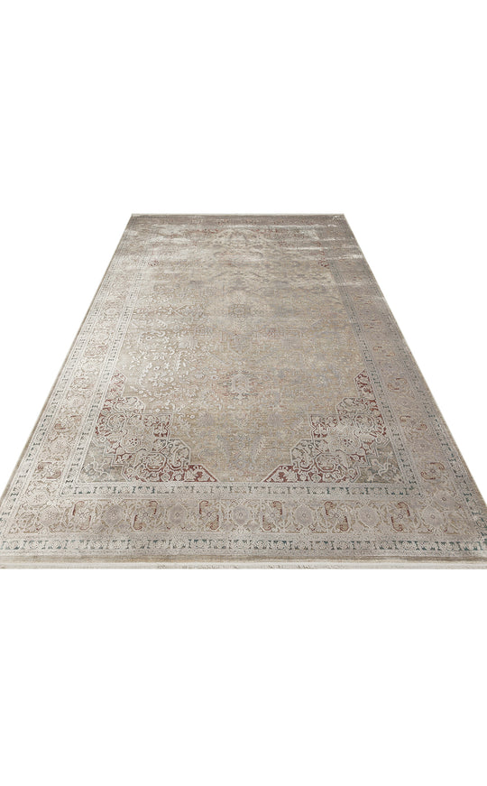 Andora 02 Grey Yumuşak Dokulu Vintage Esintilere Sahip Over-dyed Sık Dokuma Bambu Salon Halısı