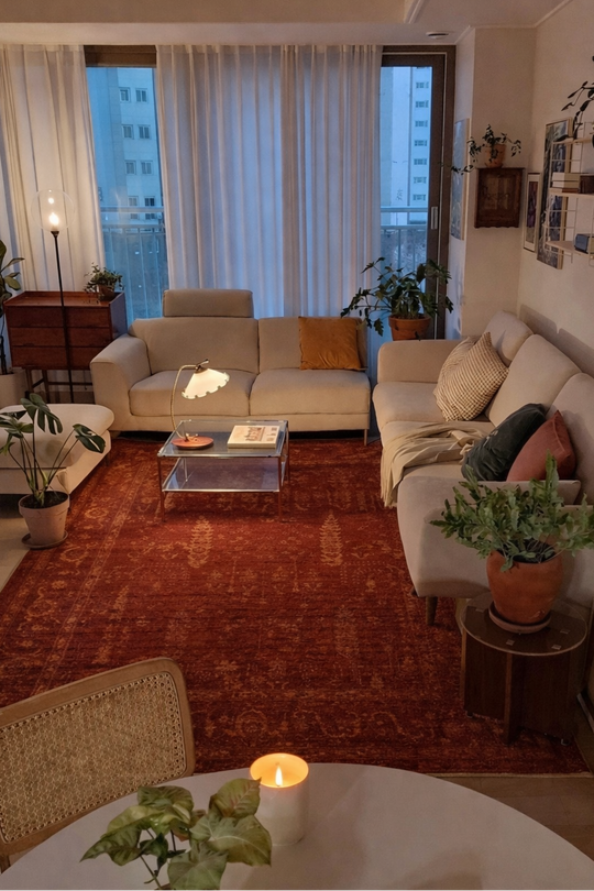 Harmoni 03 Red Vintage Eskitme Desenli Yumuşak Dokulu Şık Mutfak Koridor Salon Halısı