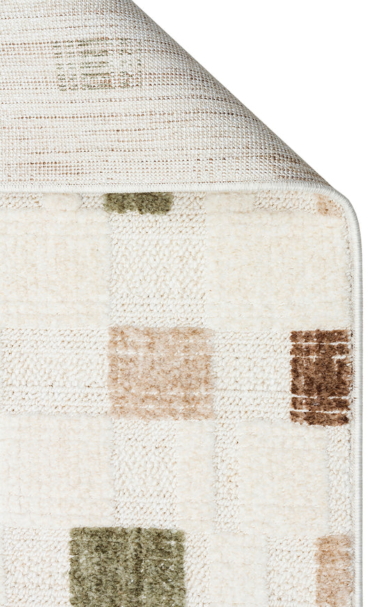 Hurgada 02 Green Brown Yumuşak Modern İskandinav Tarzlı Yolluk, Koridor, Salon, Oturma Odası Halısı