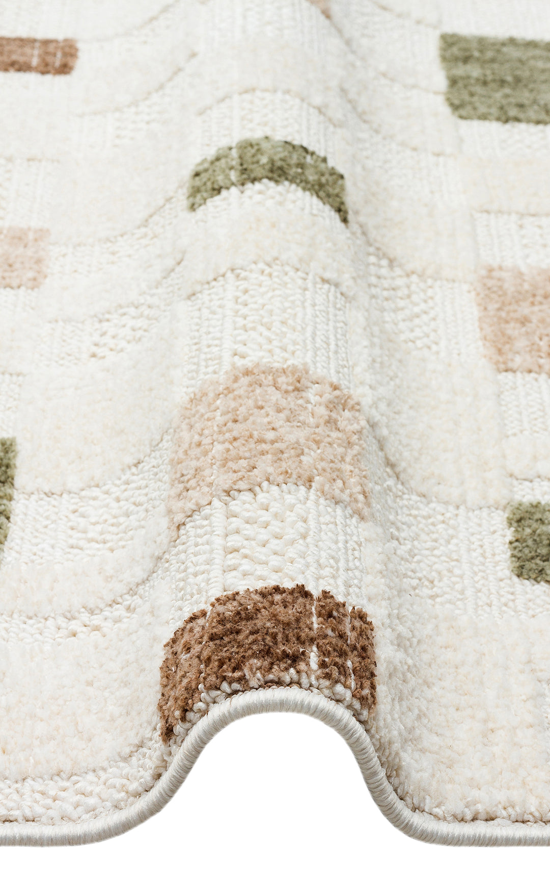 Hurgada 02 Green Brown Yumuşak Modern İskandinav Tarzlı Yolluk, Koridor, Salon, Oturma Odası Halısı