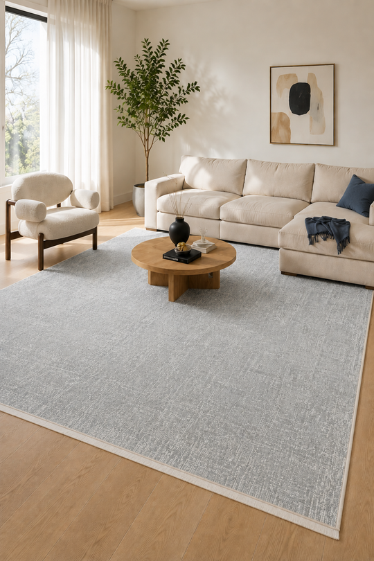 Ayvalık Plain Grey Yumuşak Dokulu Düz Tek Renk Hav Toz Vermeyen Koridor, Mutfak, Salon Halısı
