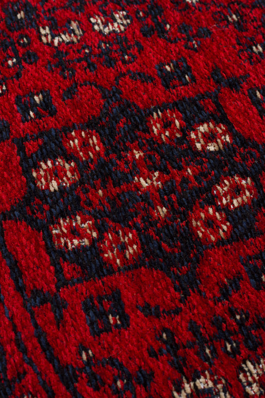 Şiraz 02 Red Q Afgan El Dokuma Görünümlü Yuvarlak Kilim – Yıkanabilir Dekoratif Kilim
