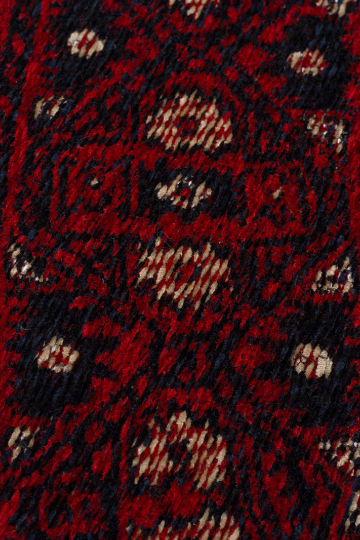 Şiraz 03 Red Q Afgan El Dokuma Görünümlü Yuvarlak Kilim – Yıkanabilir Dekoratif Kilim