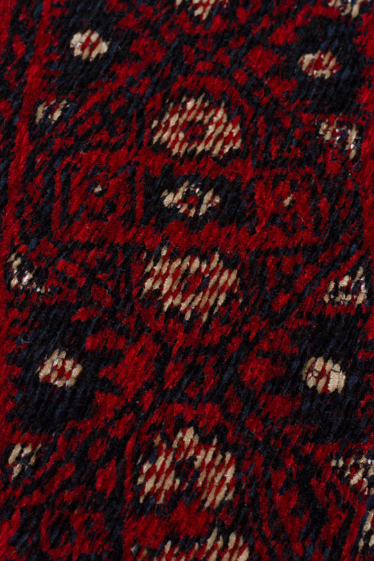 Şiraz 03 Red Q Afgan El Dokuma Görünümlü Yuvarlak Kilim – Yıkanabilir Dekoratif Kilim