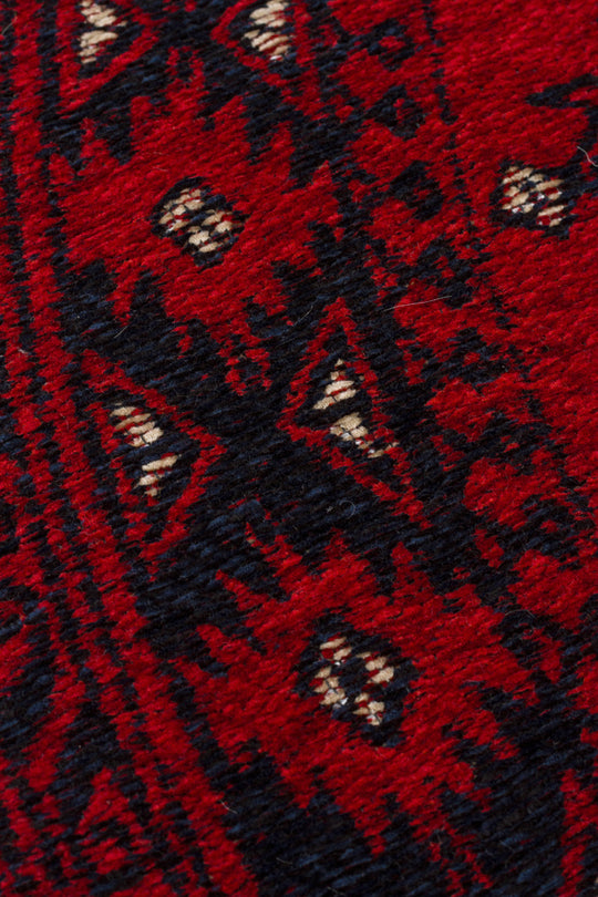 Şiraz 04 Red Q Afgan El Dokuma Görünümlü Yuvarlak Kilim – Yıkanabilir Dekoratif Kilim