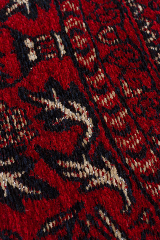 Şiraz 05 Red Q Afgan El Dokuma Görünümlü Yuvarlak Kilim – Yıkanabilir Dekoratif Kilim