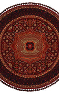 Şiraz 10 Multy Q Afgan El Dokuma Görünümlü Yuvarlak Kilim – Yıkanabilir Dekoratif Kilim