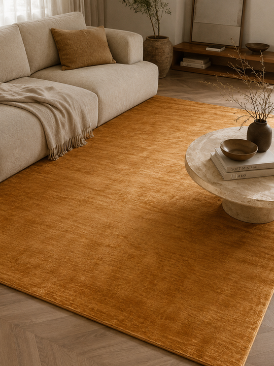 Porto Terra, %100 viskon kullanılarak üretilmiş, Modern Tasarımlı Sade ve Şık Salon Halısı