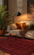 Şiraz 02 Red Afgan El Dokuma Desenli Hav Toz Vermez Salon, Mutfak, Koridor Yıkanabilir Kaymaz Kilim