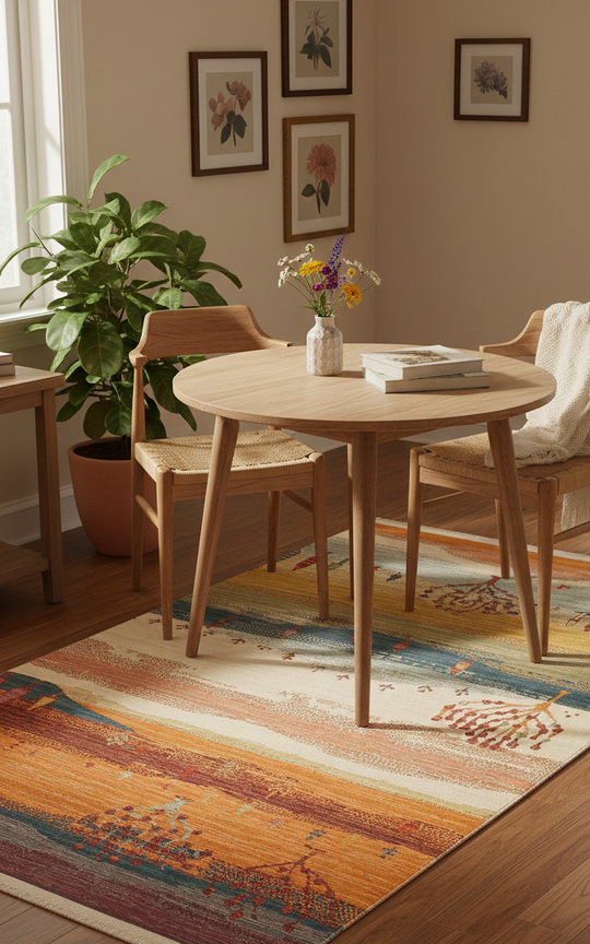 Ürgüp 12 Terra %100 Pamuk ile Üretilen Etnik Desenlere Sahip Yıkanabilir Çift Taraflı İnce Kilim