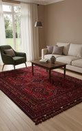 Şiraz 05 Red Afgan El Dokuma Desenli Hav Toz Vermez Salon, Mutfak, Koridor Yıkanabilir Kaymaz Kilim