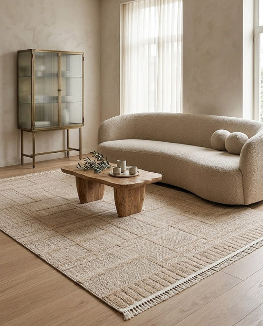 Hurgada 03 Beige Yumuşak Modern İskandinav Tarzlı Yolluk, Koridor, Salon, Oturma Odası Halısı
