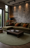 Soft Green Yuvarlak Halı Kolay Kullanımlı Hav Toz Vermez Yumuşak Dokulu Modern Pofuduk Halı
