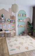 MiniZoo 05 Cream Multy Canlı Renklere Sahip Figürlü Bebek ve Çocuk Odası Halısı