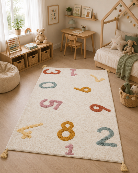 Candy Baby 02 Multy %100 Pamuk Naturel Malzeme ile Üretilmiş Kaymaz Bebek Çocuk Halısı