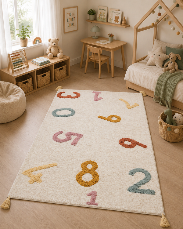 Candy Baby 02 Multy %100 Pamuk Naturel Malzeme ile Üretilmiş Kaymaz Bebek Çocuk Halısı