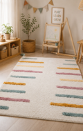 Candy Baby 03 Multy %100 Pamuk Naturel Malzeme ile Üretilmiş Kaymaz Bebek Çocuk Halısı