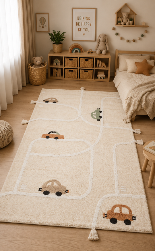 Candy Baby 09 Multy %100 Pamuk Naturel Malzeme ile Üretilmiş Kaymaz Bebek Çocuk Halısı