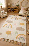 Candy Baby 10 Multy %100 Pamuk Naturel Malzeme ile Üretilmiş Kaymaz Bebek Çocuk Halısı