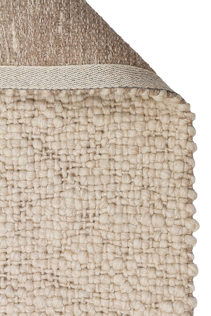 Efi Beige %100 El Dokuma Yün ve Pamuk ile Üretilen Örgü Detaylı Bohem Oturma Odası Salon Halısı